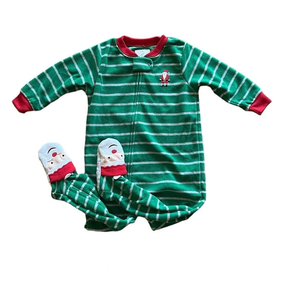 Carter's Other - NWT Carter’s Christmas Zip Up Santa Footie Pajamas size 18 months
